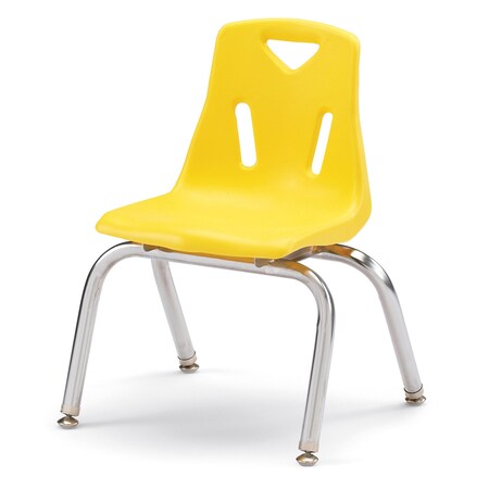 Jonti-Craft Berries Stacking Chairs with Chrome-Plated Legs, 12 in. Ht, Set of 6, Yellow 8142JC6007